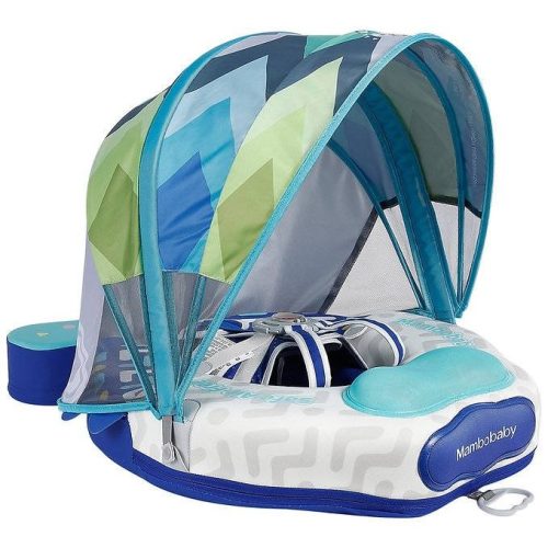 Mambobaby ProSwim Colorfish kék baba jetski, UPF50+ árnyékolóval, borulásgátló lábtartóval